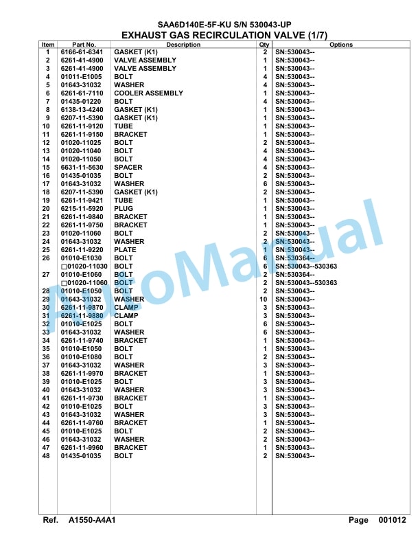 Komatsu SAA6D140E-5F-KU Parts Manual 530043-UP 2 Komatsu SAA6D140E-5F-KU Parts Manual 530043-UP-2