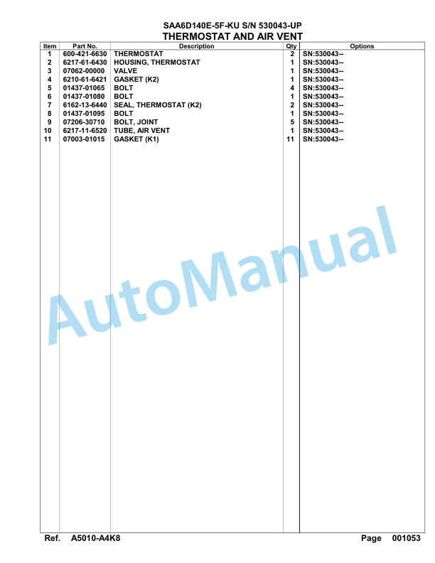 Komatsu SAA6D140E-5F-KU Parts Manual 530043-UP 5 Komatsu SAA6D140E-5F-KU Parts Manual 530043-UP-5