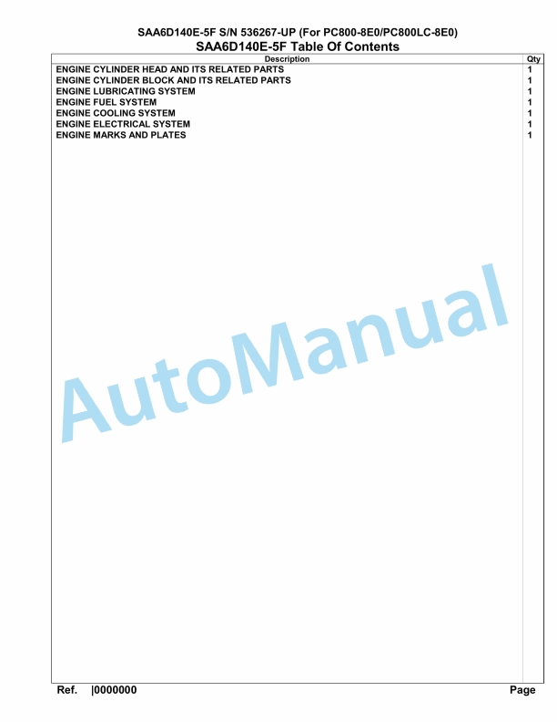 Komatsu SAA6D140E-5F Parts Manual 536267-UP 1 Komatsu SAA6D140E-5F Parts Manual 536267-UP