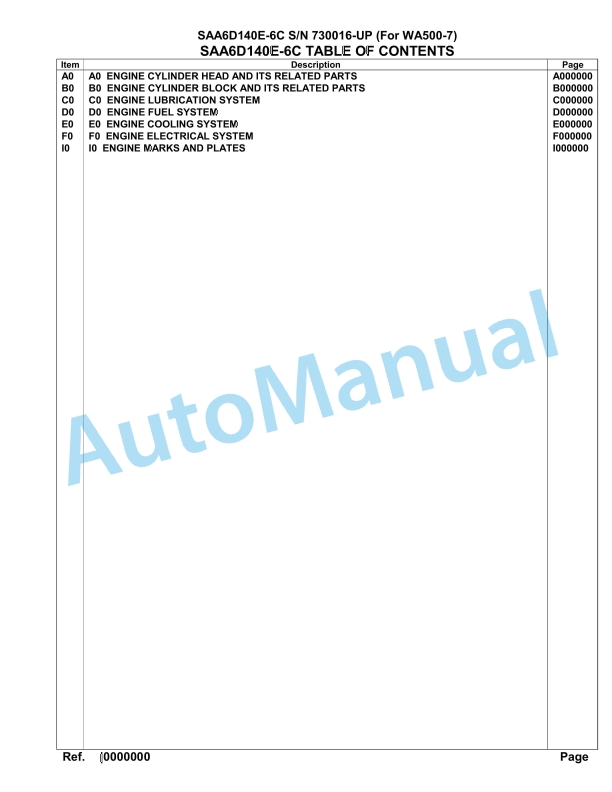 Komatsu SAA6D140E-6C Parts Manual 730016-UP 1 Komatsu SAA6D140E-6C Parts Manual 730016-UP