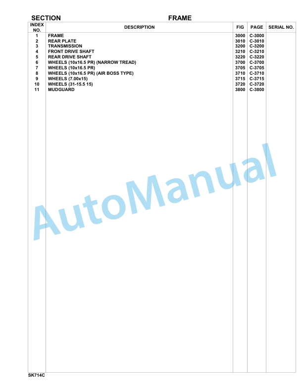 Komatsu SK714-5 Skid Loader Parts Manual 37AFS0001-UP 2 Komatsu SK714-5 Skid Loader Parts Manual 37AFS0001-UP-2