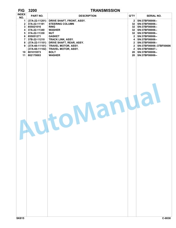 Komatsu SK815-5 Skid Loader Parts Manual 37BF00006-UP 2 Komatsu SK815-5 Skid Loader Parts Manual 37BF00006-UP-2