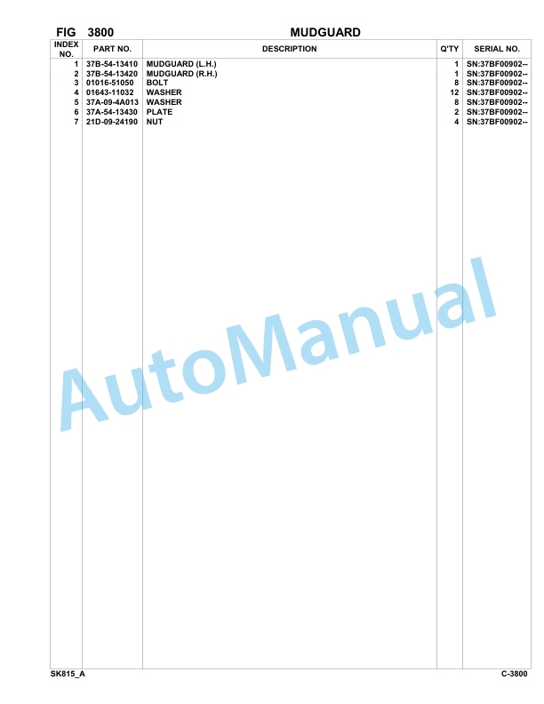 Komatsu SK815-5 Skid Loader Parts Manual 37BF00902-UP 2 Komatsu SK815-5 Skid Loader Parts Manual 37BF00902-UP-2