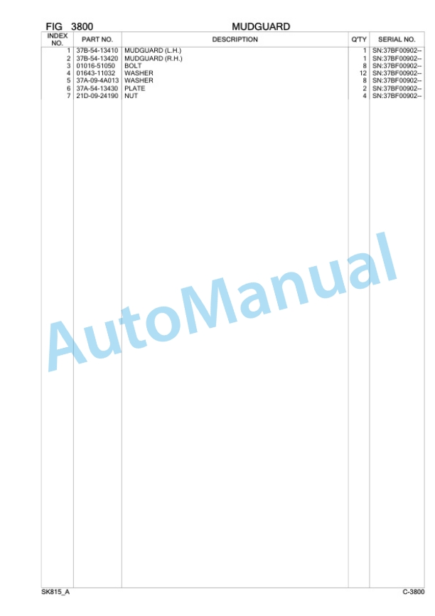 Komatsu SK815-5 Skid Steer Loader Parts Manual 37BF00902 2 Komatsu SK815-5 Skid Steer Loader Parts Manual 37BF00902-2