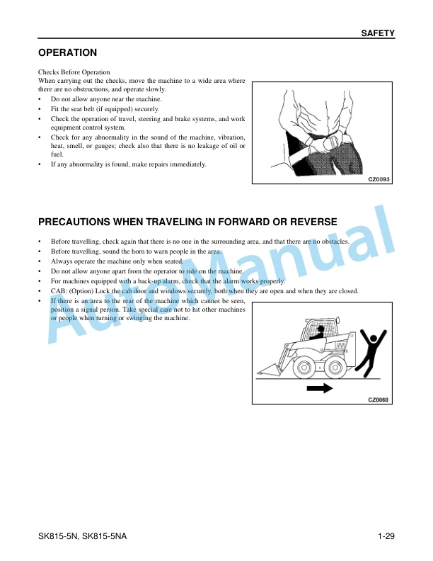 Alternative view of Komatsu SK815-5N, SK815-5NA Skid Steer Loader Operation and Maintenance Manual CEAM016102