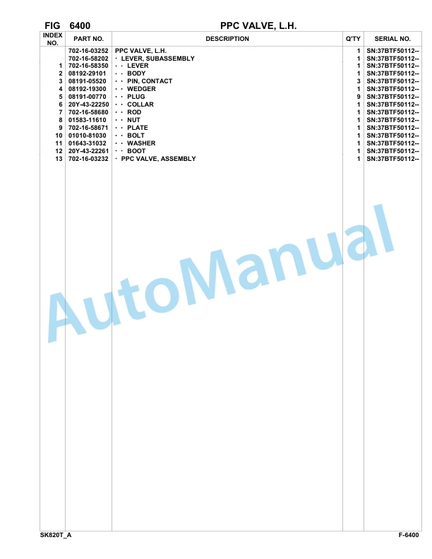 Komatsu SK820-5 Skid Loader Parts Manual 37BTF50112-UP 5 Komatsu SK820-5 Skid Loader Parts Manual 37BTF50112-UP-5