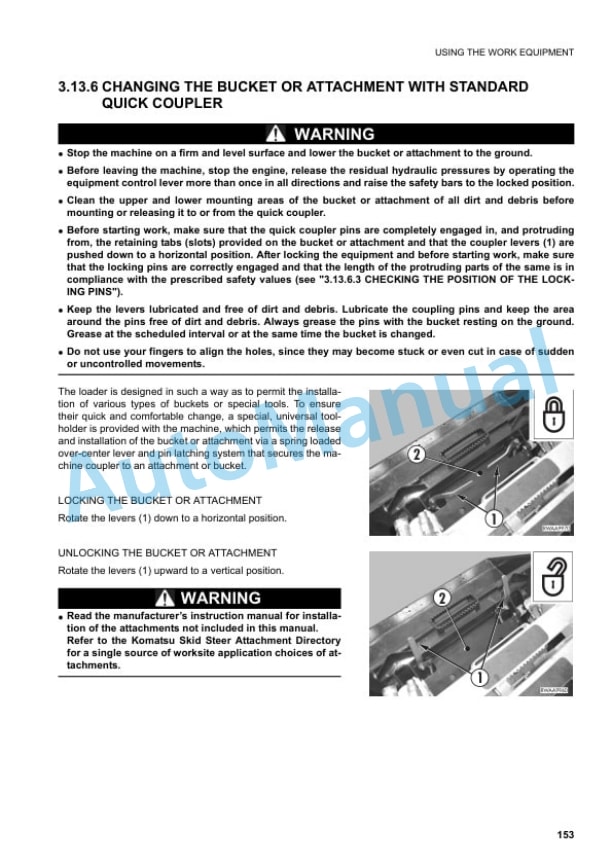 Komatsu SK820-5 Turbo Skid Steer Loader Operation and Maintenance Manual WEAM005402 4 Komatsu SK820-5 Turbo Skid Steer Loader Operation and Maintenance Manual WEAM005402 - Image 4