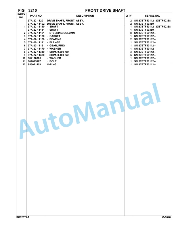 Komatsu SK820-5 Turbo USA Skid Loader Parts Manual 37BTF50112-up 2 Komatsu SK820-5 Turbo USA Skid Loader Parts Manual 37BTF50112-up-2