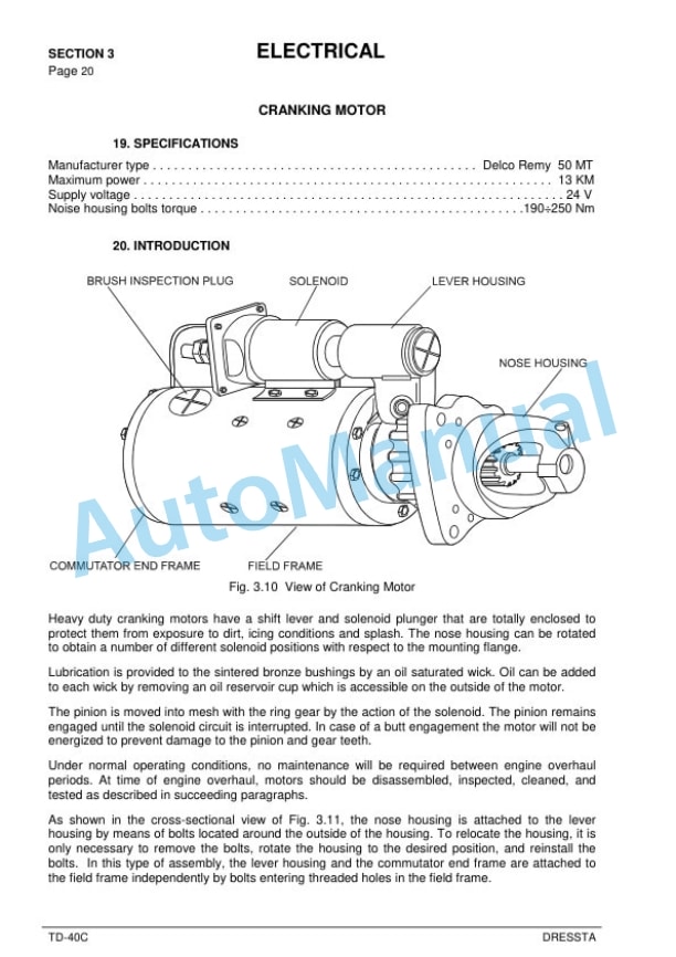 Alternative view of Komatsu TD-40C Service Manual SMTD40C98-1E