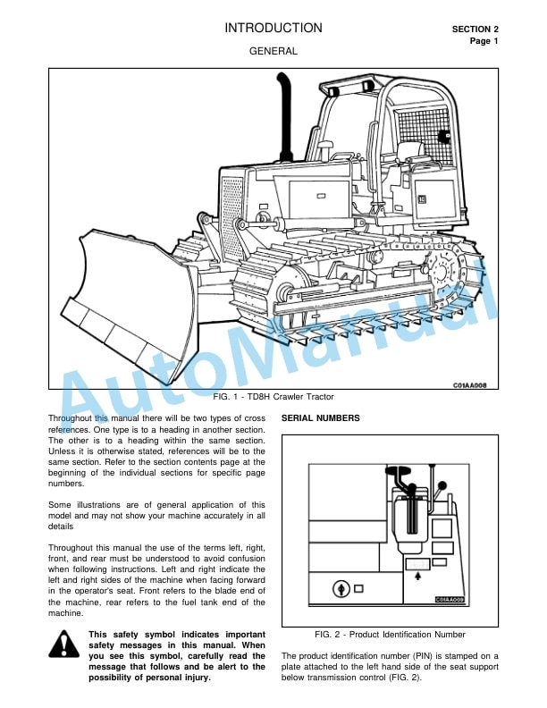 Alternative view of Komatsu TD-8H Crawler Tractor Operation and Maintenance Manual CEAM471010