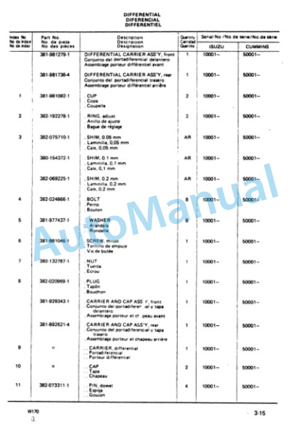 Komatsu W170 Wheel Loader Parts Manual PXPB03840105 3 Komatsu W170 Wheel Loader Parts Manual PXPB03840105-3