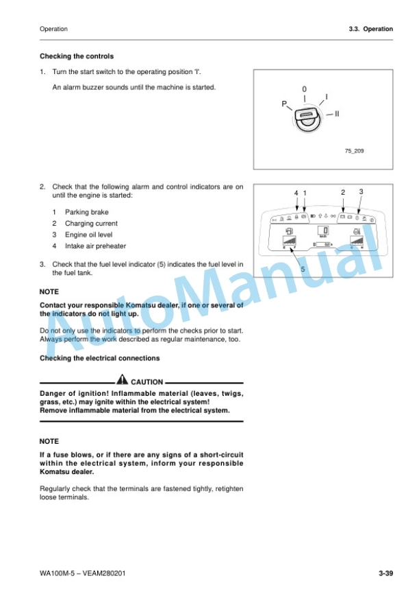 Komatsu WA100M-5 Wheel Loader Operation and Maintenance Manual VEAM280201 3 Komatsu WA100M-5 Wheel Loader Operation and Maintenance Manual VEAM280201 - Image 3