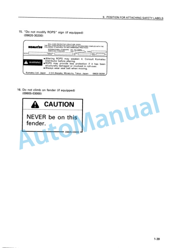 Alternative view of Komatsu WA120-3 Avance Wheel Loader Operation and Maintenance Manual SEAM007302