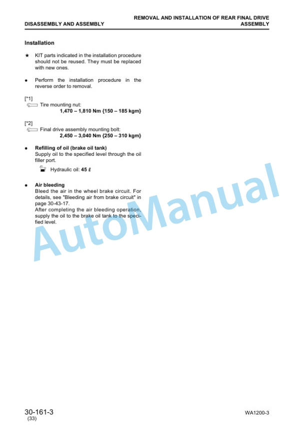 Komatsu WA1200-3 Wheel Loader Shop Manual SEBM018236 5 Komatsu WA1200-3 Wheel Loader Shop Manual SEBM018236-5