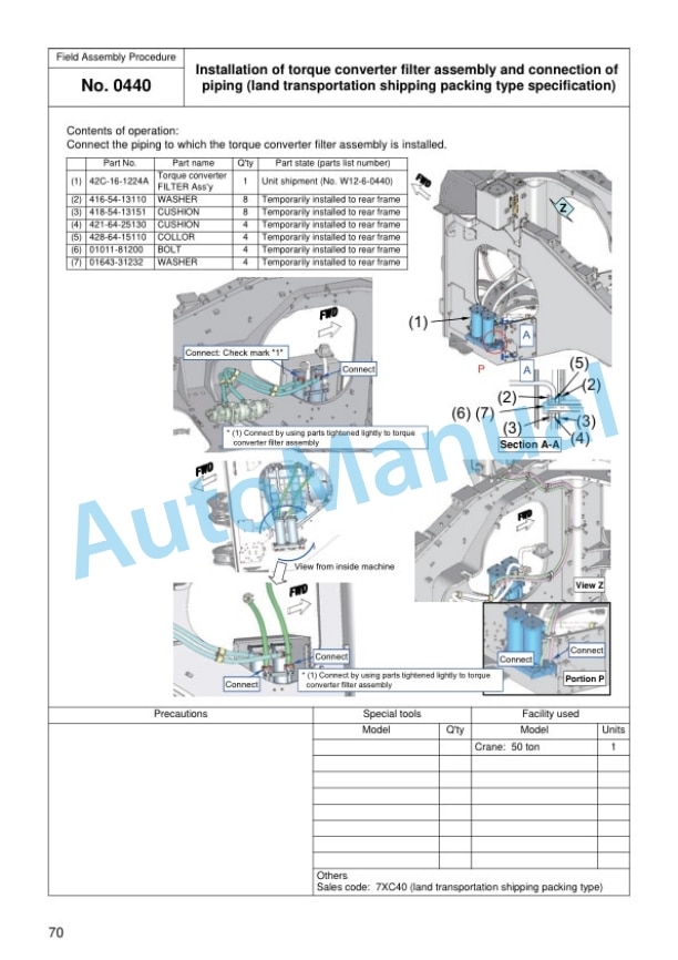 Alternative view of Komatsu WA1200-6 Wheel Loader Field Assembly Instruction GEN00106-04