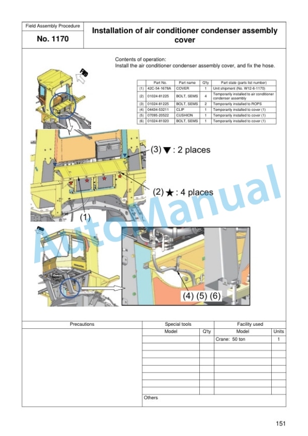 Komatsu WA1200-6 Wheel Loader Field Assembly Instruction GEN00106-04 3 Komatsu WA1200-6 Wheel Loader Field Assembly Instruction GEN00106-04 - Image 3
