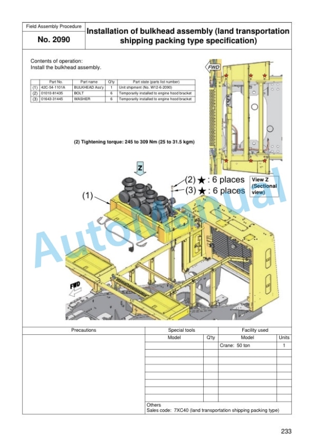 Komatsu WA1200-6 Wheel Loader Field Assembly Instruction GEN00106-04 4 Komatsu WA1200-6 Wheel Loader Field Assembly Instruction GEN00106-04 - Image 4