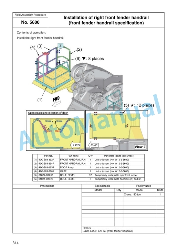Komatsu WA1200-6 Wheel Loader Field Assembly Instruction GEN00106-04 5 Komatsu WA1200-6 Wheel Loader Field Assembly Instruction GEN00106-04 - Image 5
