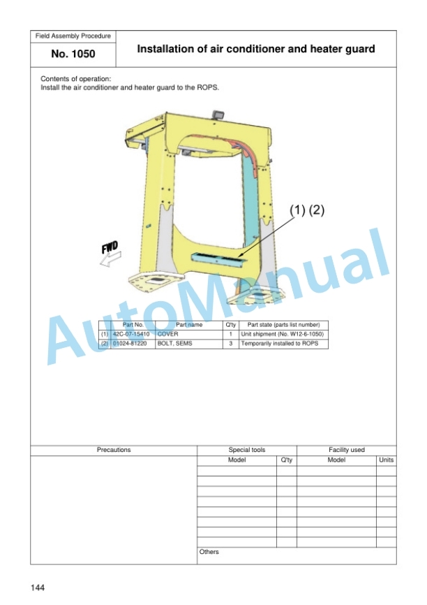 Komatsu WA1200-6 Wheel Loader Field Assembly Manual GEN00208-03 3 Komatsu WA1200-6 Wheel Loader Field Assembly Manual GEN00208-03 - Image 3