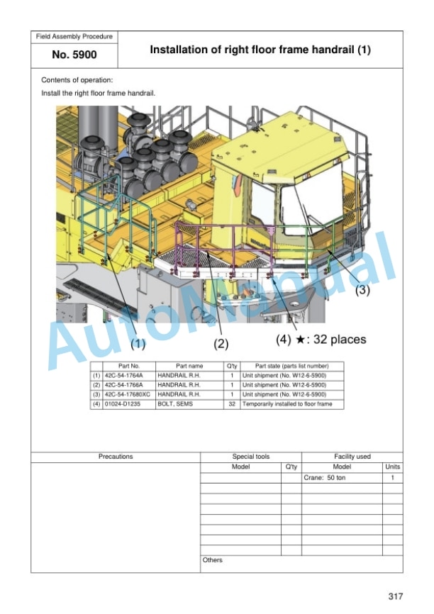 Komatsu WA1200-6 Wheel Loader Field Assembly Manual GEN00208-03 5 Komatsu WA1200-6 Wheel Loader Field Assembly Manual GEN00208-03 - Image 5