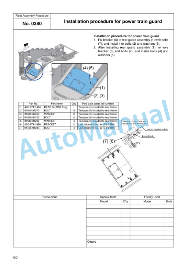 Alternative view of Komatsu WA1200-6 Wheel Loader Field Assembly Manual GEN00208-05