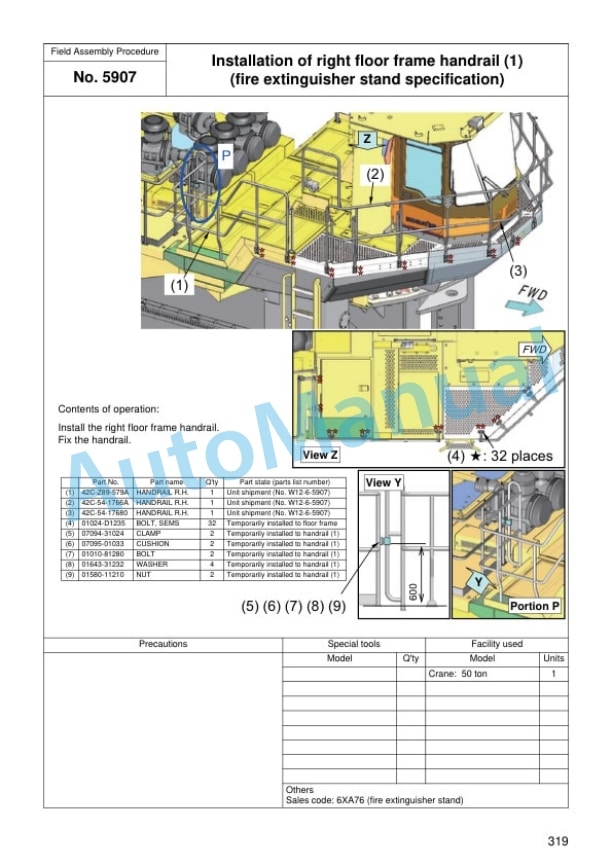 Komatsu WA1200-6 Wheel Loader Field Assembly Manual GEN00208-05 5 Komatsu WA1200-6 Wheel Loader Field Assembly Manual GEN00208-05 - Image 5