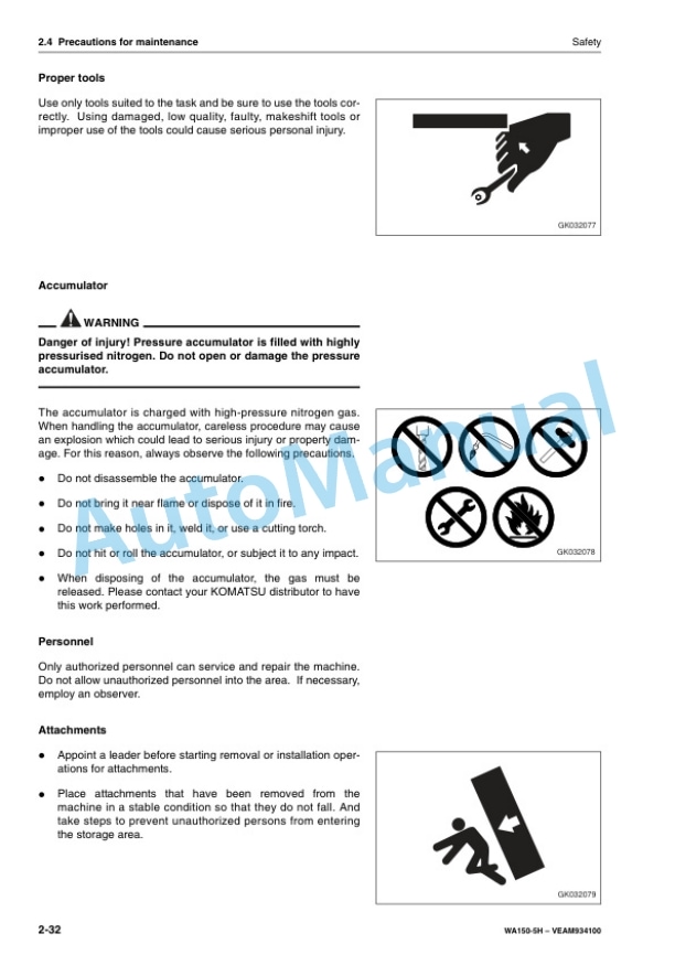 Alternative view of Komatsu WA150-5H Wheel Loader Operation and Maintenance Manual VEAM934100