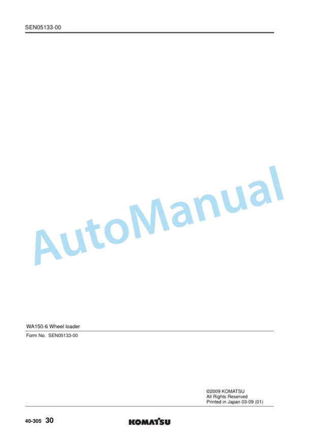 Komatsu WA150-6 Wheel Loader Shop Manual SEN04885-09 4 Komatsu WA150-6 Wheel Loader Shop Manual SEN04885-09 - Image 4