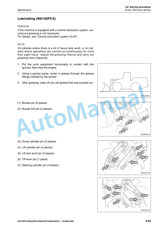 Komatsu WA150PZ-6, WA200PZ-6, WA250PZ-6, WA320PZ-6 Wheel Loader Operation and Maintenance Manual VEAM610200 5 Komatsu WA150PZ-6, WA200PZ-6, WA250PZ-6, WA320PZ-6 Wheel Loader Operation and Maintenance Manual VEAM610200 - Image 5