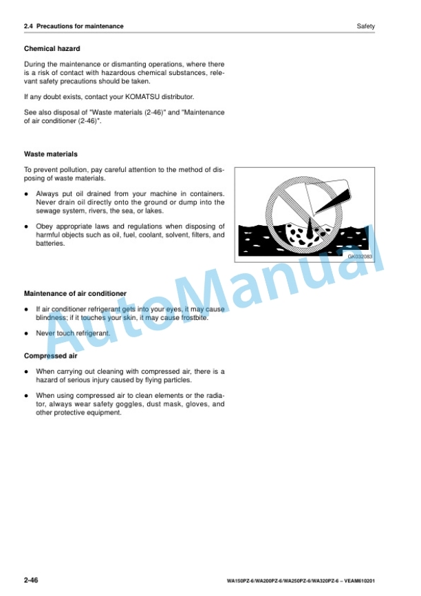 Alternative view of Komatsu WA150PZ-6, WA200PZ-6, WA250PZ-6, WA320PZ-6 Wheel Loader Operation and Maintenance Manual VEAM610201