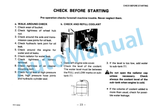 Alternative view of Komatsu WA180-1 Wheel Loader Operation and Maintenance Manual SEAMU4170103