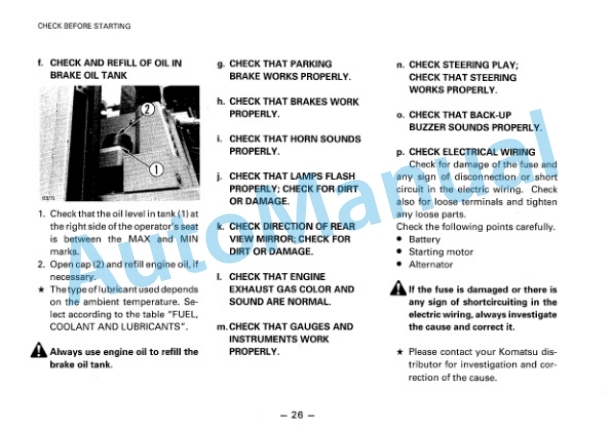 Alternative view of Komatsu WA180-1 Wheel Loader Operation and Maintenance Manual SEAMU4170107