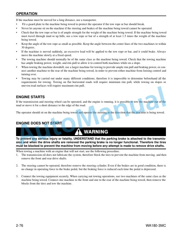 Komatsu WA180-3MC Wheel Loader Operation and Maintenance Manual CEAM007502 4 Komatsu WA180-3MC Wheel Loader Operation and Maintenance Manual CEAM007502 - Image 4