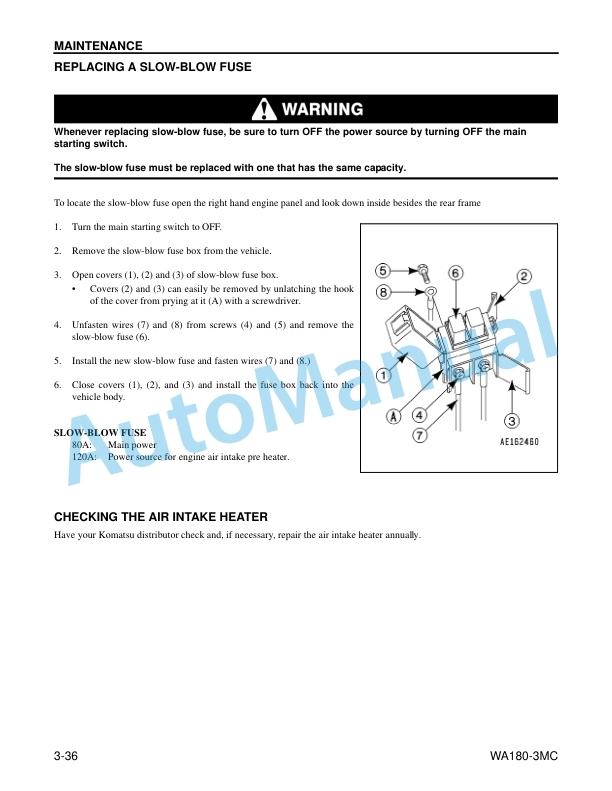 Komatsu WA180-3MC Wheel Loader Operation and Maintenance Manual CEAM007502 5 Komatsu WA180-3MC Wheel Loader Operation and Maintenance Manual CEAM007502 - Image 5