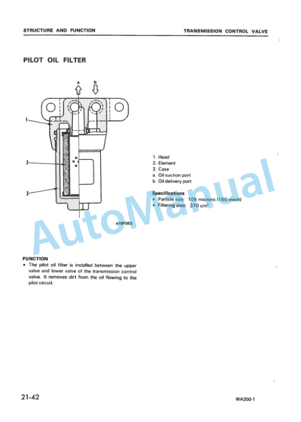 Alternative view of Komatsu WA200-1, WA250-1 Wheel Loader Shop Manual SEBM04180110