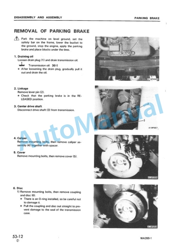 Komatsu WA200-1, WA250-1 Wheel Loader Shop Manual SEBM04180110 4 Komatsu WA200-1, WA250-1 Wheel Loader Shop Manual SEBM04180110 - Image 4