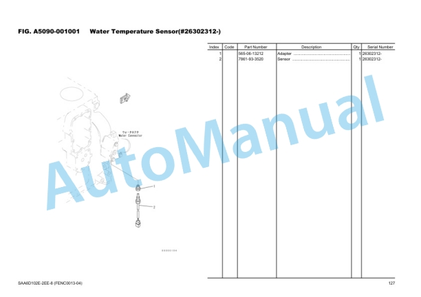 Komatsu WA200-5 Wheel Loader, SAA6D102E-2EE-8 Parts Manual FENC0013-04 2 Komatsu WA200-5 Wheel Loader, SAA6D102E-2EE-8 Parts Manual FENC0013-04 - Image 2