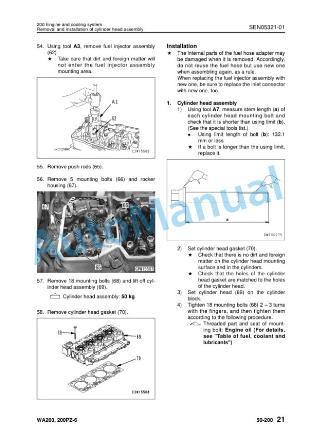 Komatsu WA200-6, WA200PZ-6 Wheel Loader Shop Manual SEN05282-10 5 Komatsu WA200-6, WA200PZ-6 Wheel Loader Shop Manual SEN05282-10 - Image 5