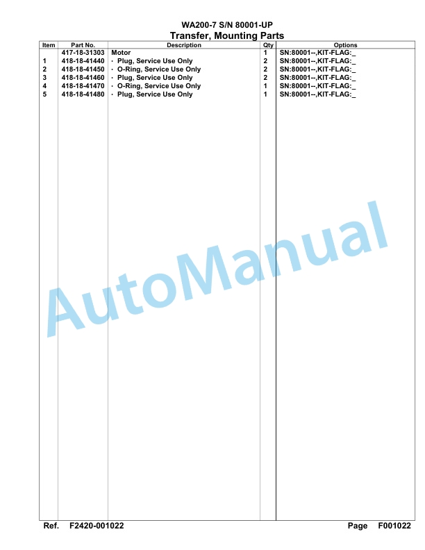 Komatsu WA200-7 Parts Manual 80001-UP 2 Komatsu WA200-7 Parts Manual 80001-UP-2