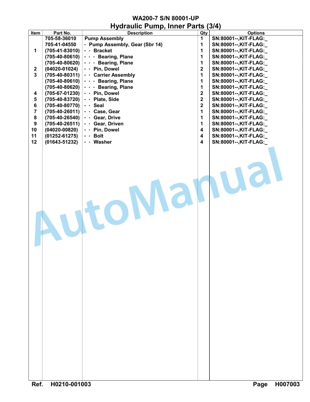 Komatsu WA200-7 Parts Manual 80001-UP 3 Komatsu WA200-7 Parts Manual 80001-UP-3