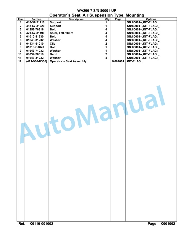 Komatsu WA200-7 Parts Manual 80001-UP 4 Komatsu WA200-7 Parts Manual 80001-UP-4