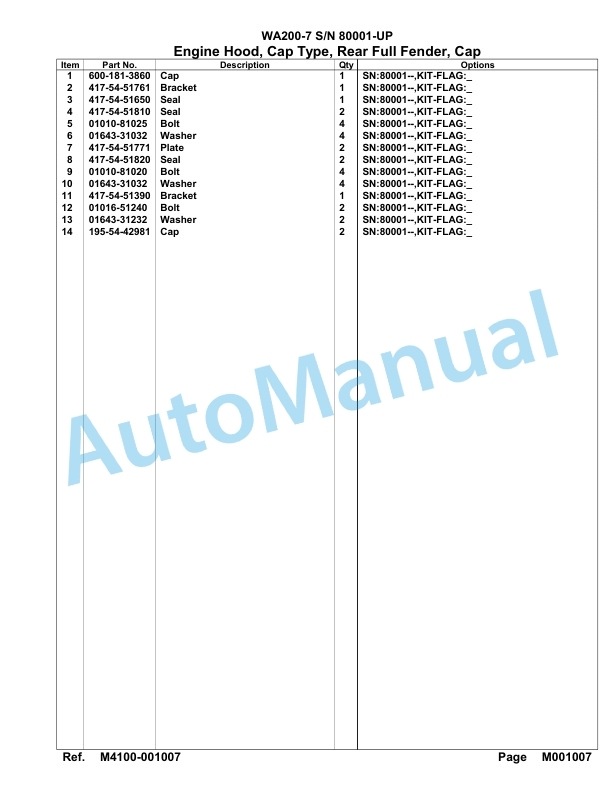 Komatsu WA200-7 Parts Manual 80001-UP 5 Komatsu WA200-7 Parts Manual 80001-UP-5