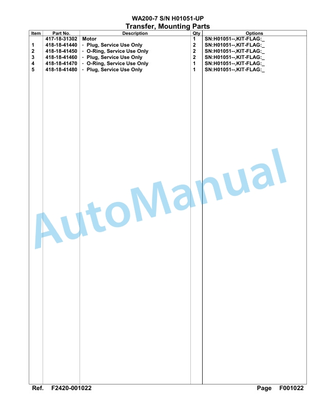 Komatsu WA200-7 Parts Manual WA00004H 2 Komatsu WA200-7 Parts Manual WA00004H-2