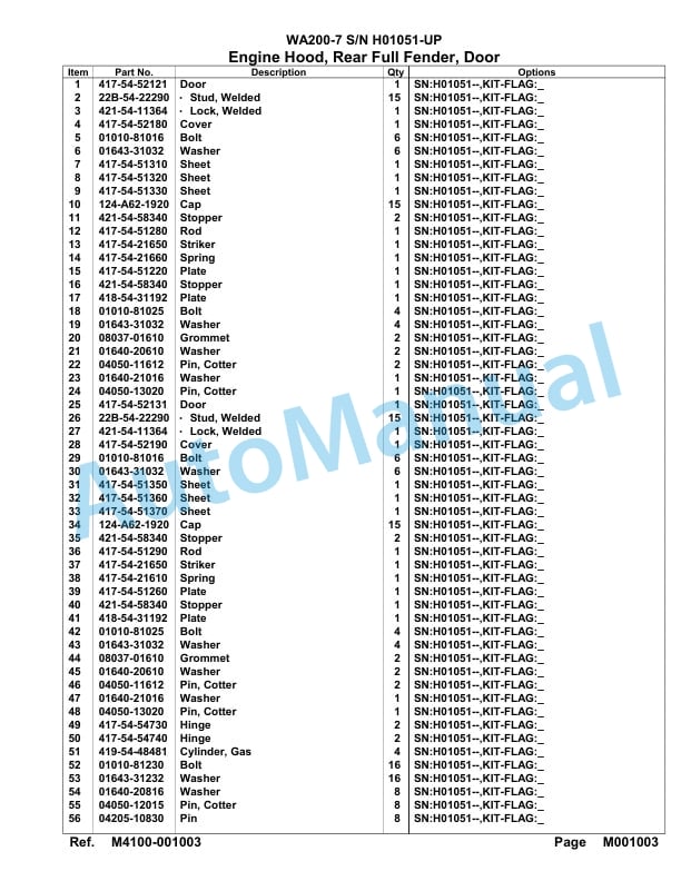 Komatsu WA200-7 Parts Manual WA00004H 5 Komatsu WA200-7 Parts Manual WA00004H-5