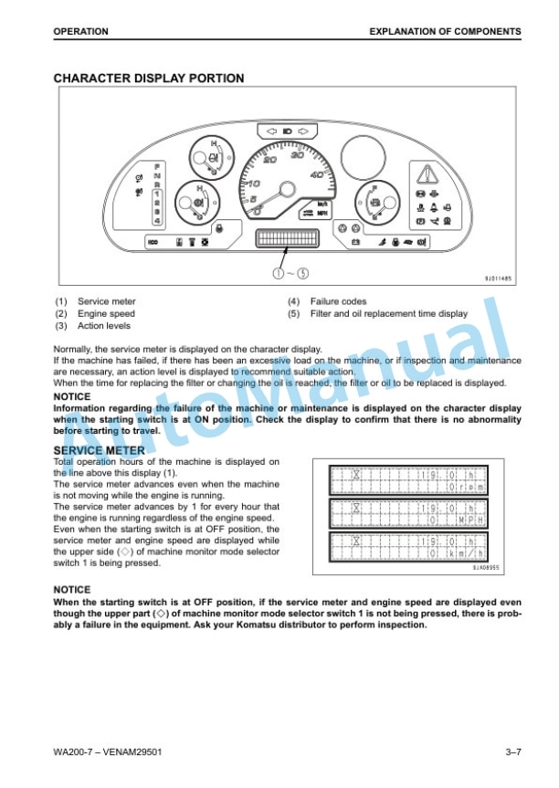 Alternative view of Komatsu WA200-7 Wheel Loader Operation and Maintenance Manual VENAM29501