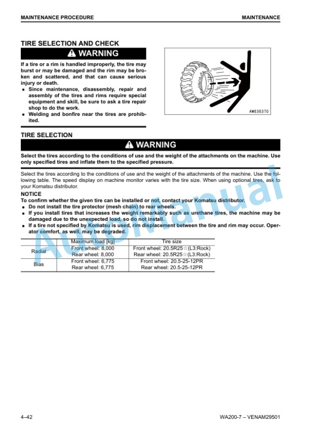 Komatsu WA200-7 Wheel Loader Operation and Maintenance Manual VENAM29501 5 Komatsu WA200-7 Wheel Loader Operation and Maintenance Manual VENAM29501 - Image 5