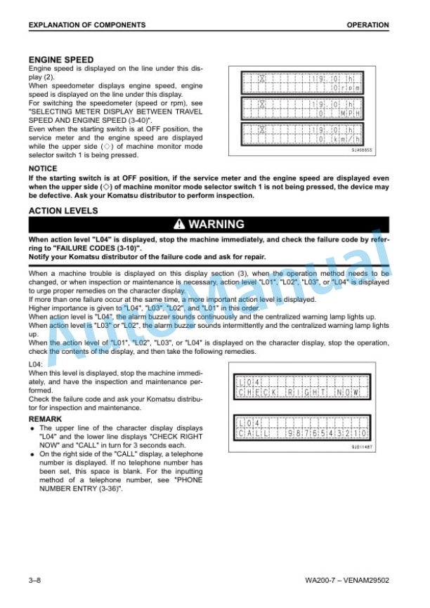 Alternative view of Komatsu WA200-7 Wheel Loader Operation and Maintenance Manual VENAM29502