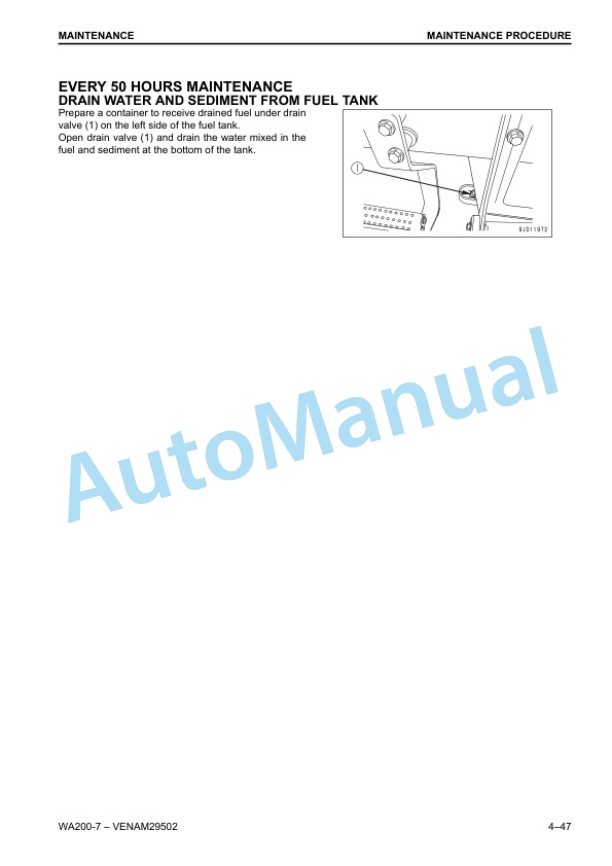 Komatsu WA200-7 Wheel Loader Operation and Maintenance Manual VENAM29502 5 Komatsu WA200-7 Wheel Loader Operation and Maintenance Manual VENAM29502 - Image 5