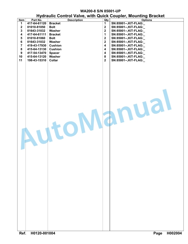 Komatsu WA200-8 Parts Manual WA00023H 3 Komatsu WA200-8 Parts Manual WA00023H-3