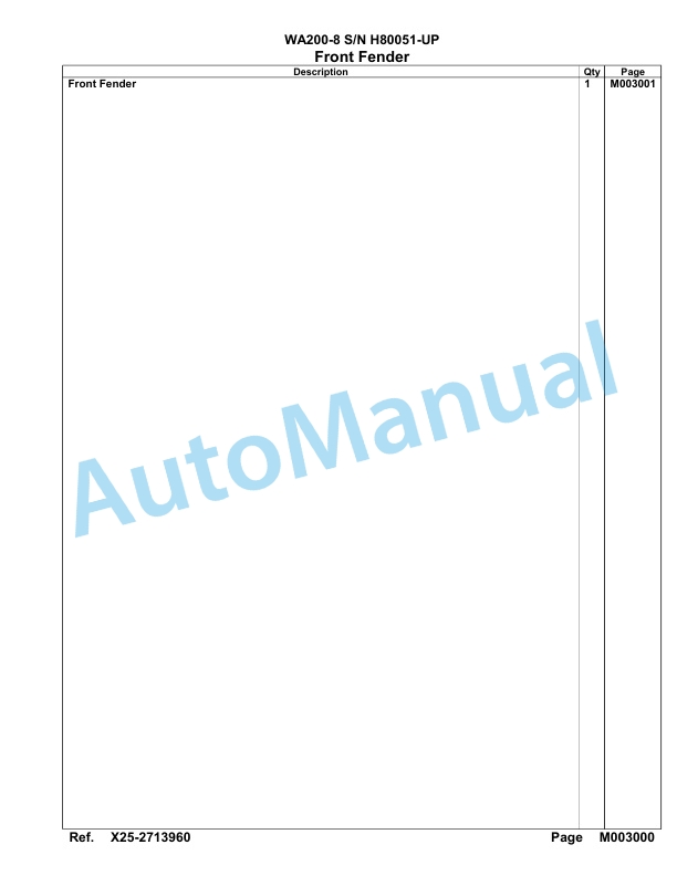 Komatsu WA200-8 Parts Manual WA00025H 5 Komatsu WA200-8 Parts Manual WA00025H-5